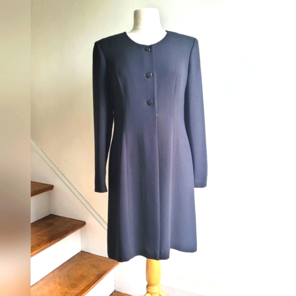 TALBOTS Vintage Collarless Dress Coat Black 10